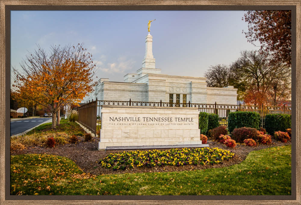Nashville Temple - Sign in Fall