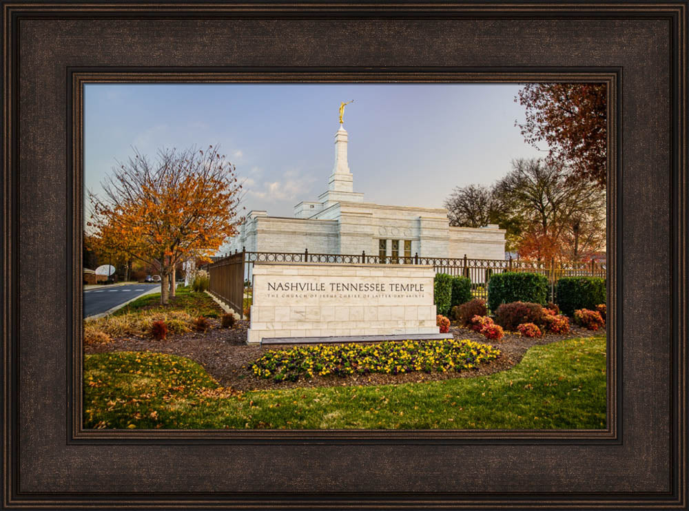 Nashville Temple - Sign in Fall