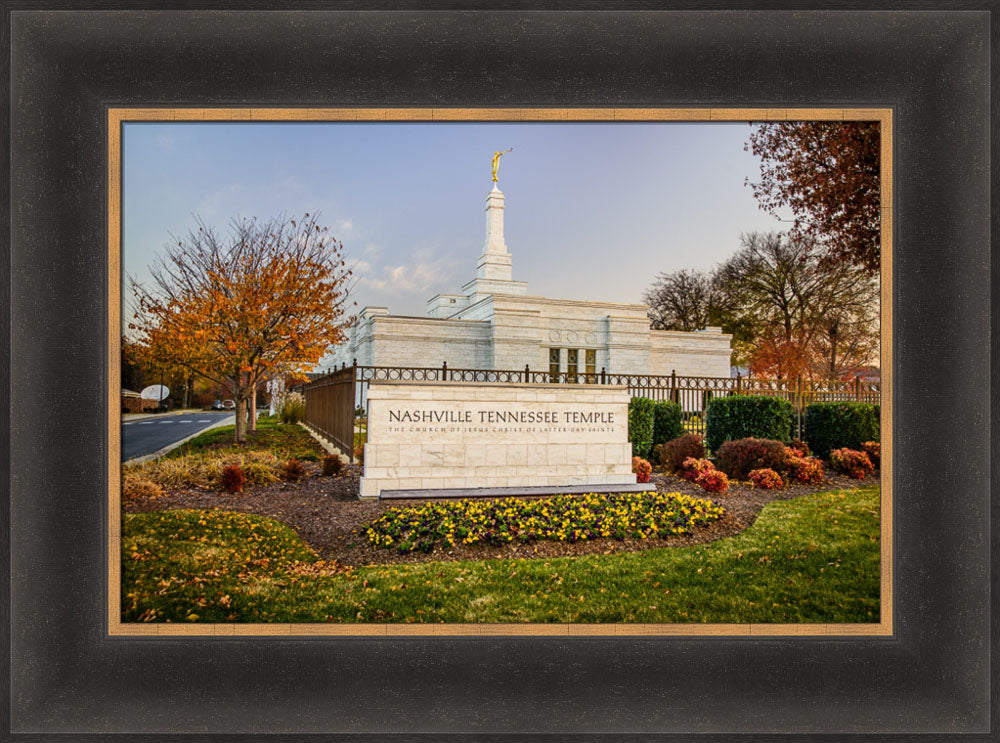 Nashville Temple - Sign in Fall