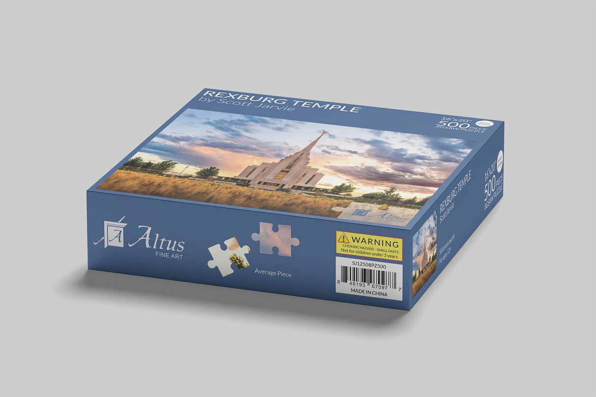 Rexburg Temple - Fiery Sunset 500 Piece Puzzle