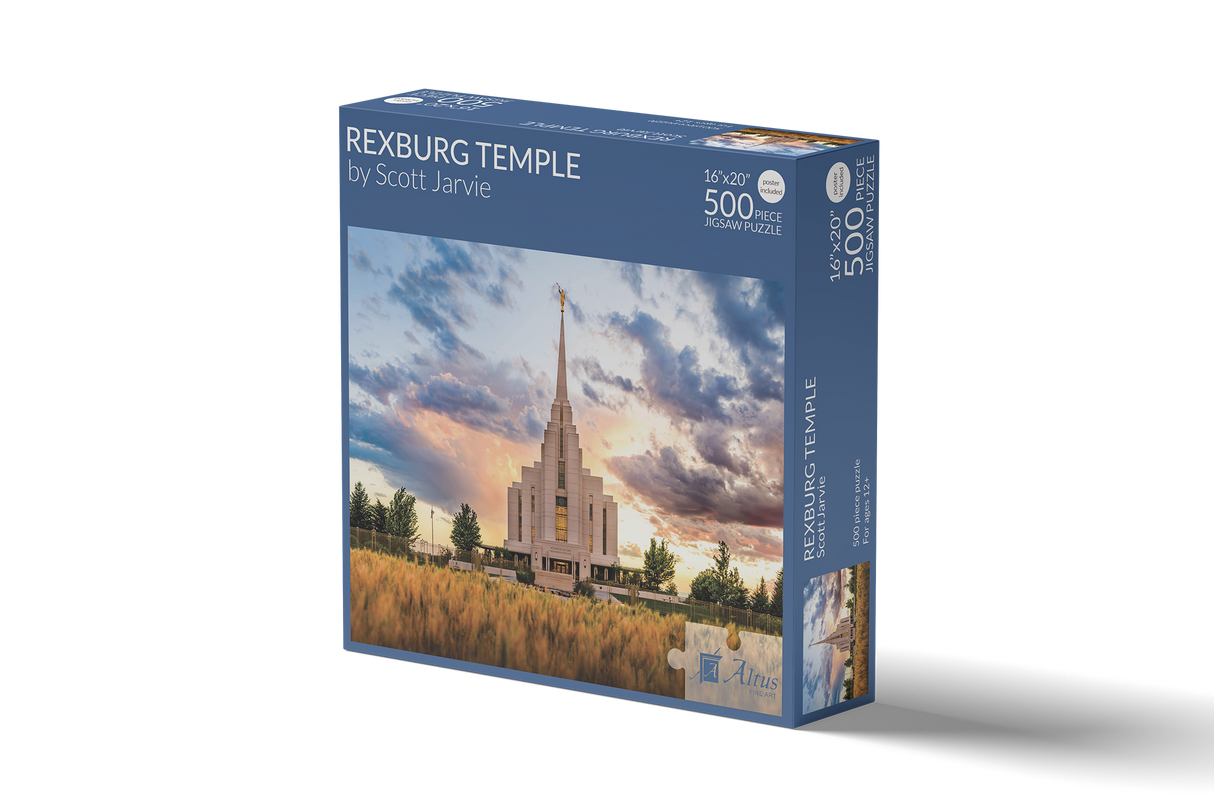 Rexburg Temple - Fiery Sunset 500 Piece Puzzle