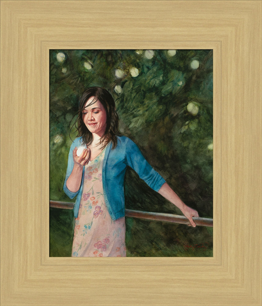 Young women holding the iron rod and the fruit of the tree. variation 13