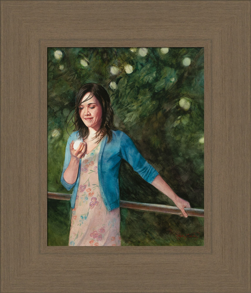 Young women holding the iron rod and the fruit of the tree. variation 12