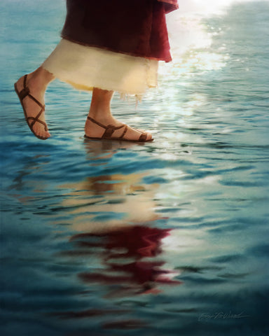 Feet of the Savior walking on water