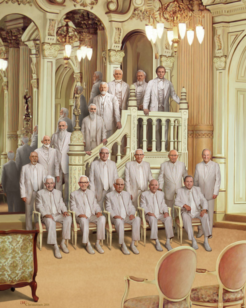 All the prophets from Joseph smith to Russell M Nelson dressed in white.