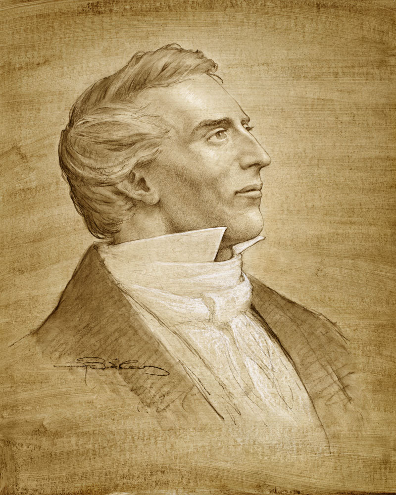 Portrait sketch of the prophet Joseph Smith.