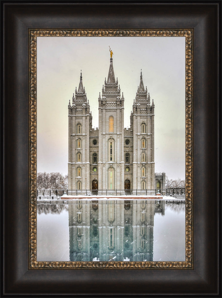 Salt Lake Temple - Snowfall Reflection