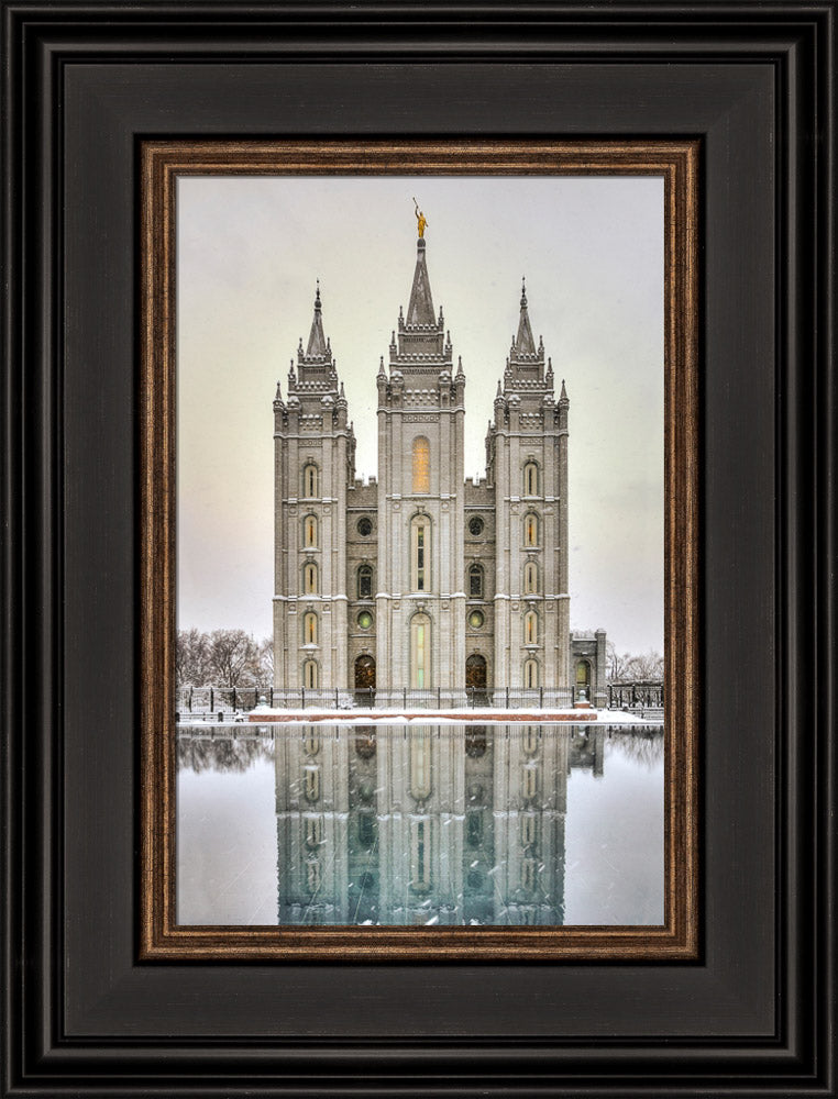 Salt Lake Temple - Snowfall Reflection