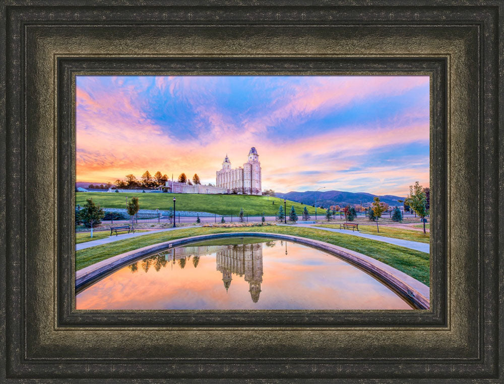 Manti Utah Temple - Reflection Pool by Lance Bertola