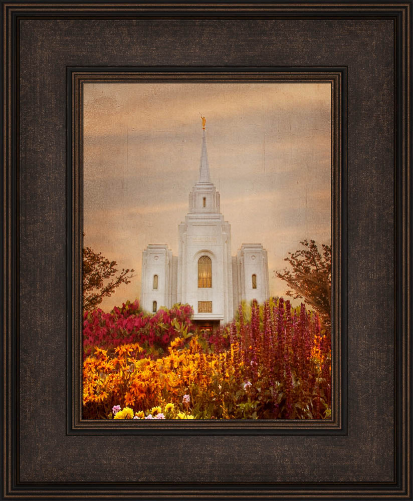 Brigham City Temple - Fall Flowers by Mandy Jane Williams