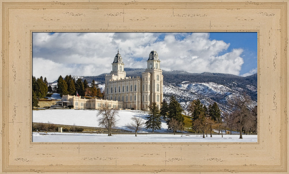 Manti Temple - Snow Panoramic by Robert A Boyd