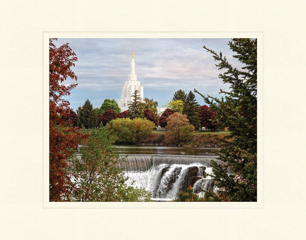 Idaho Falls Temple - Waterfall by Robert A Boyd