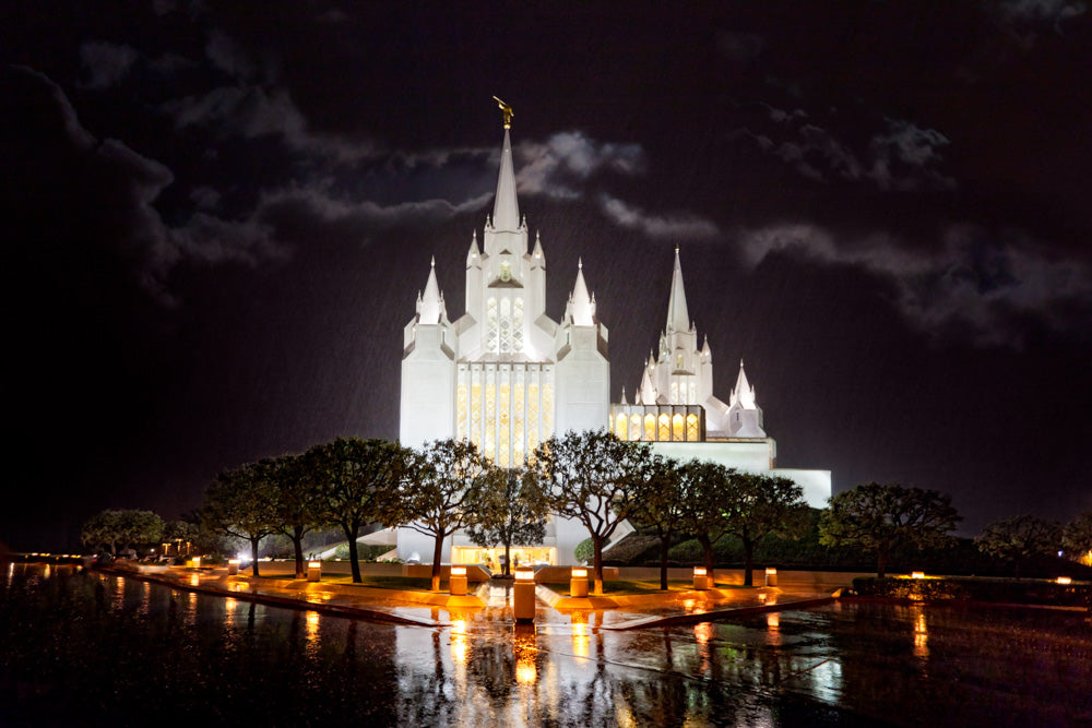 San Diego Temple - Rain Reflections