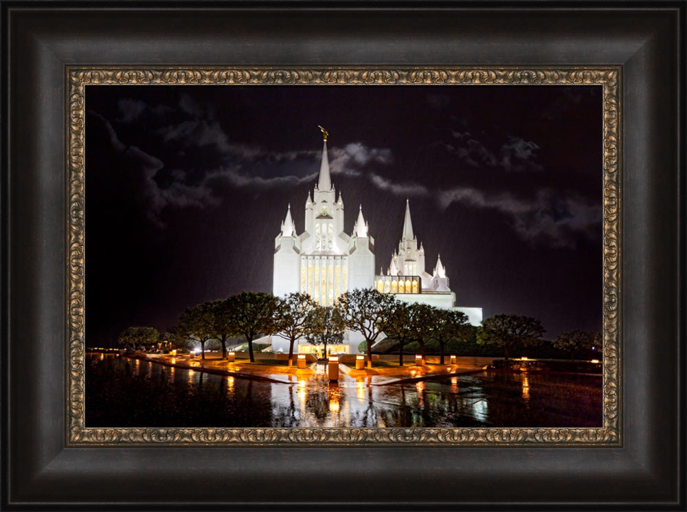 San Diego Temple - Rain Reflections