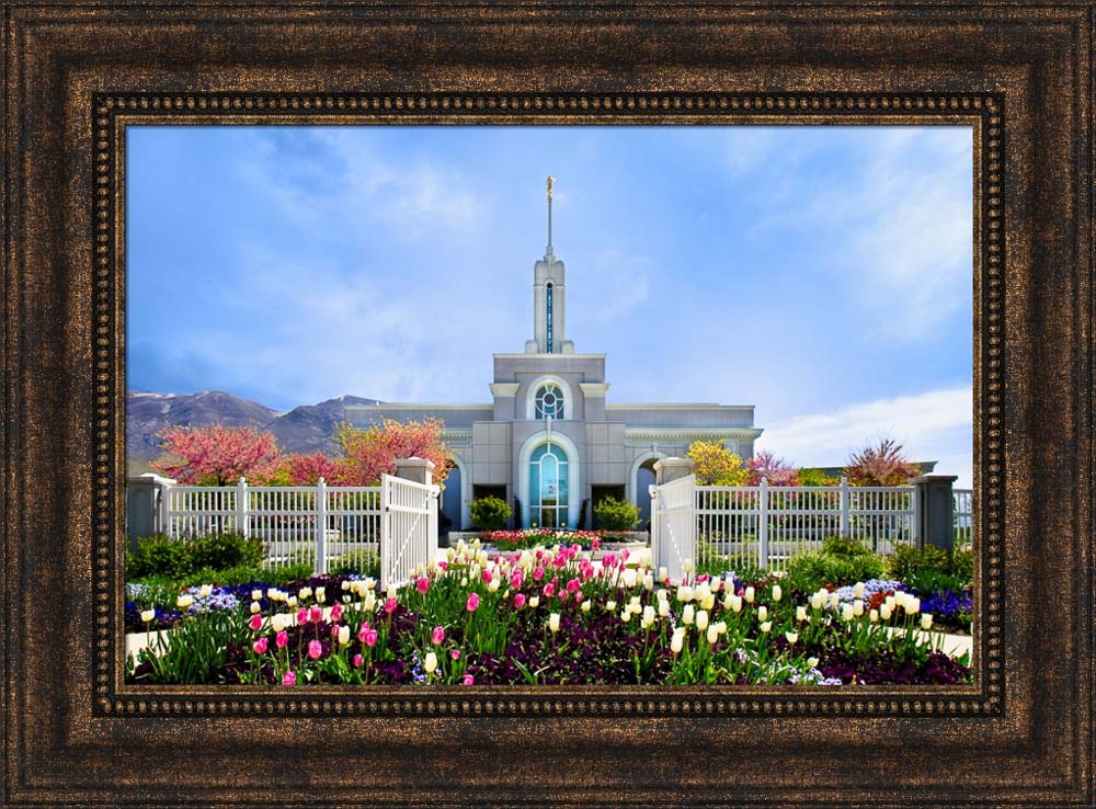 Mt Timpanogos Temple - Spring Tulips by Robert A Boyd