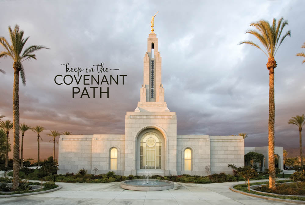 Redlands Temple - Palm Trees 12x18 repositionable poster