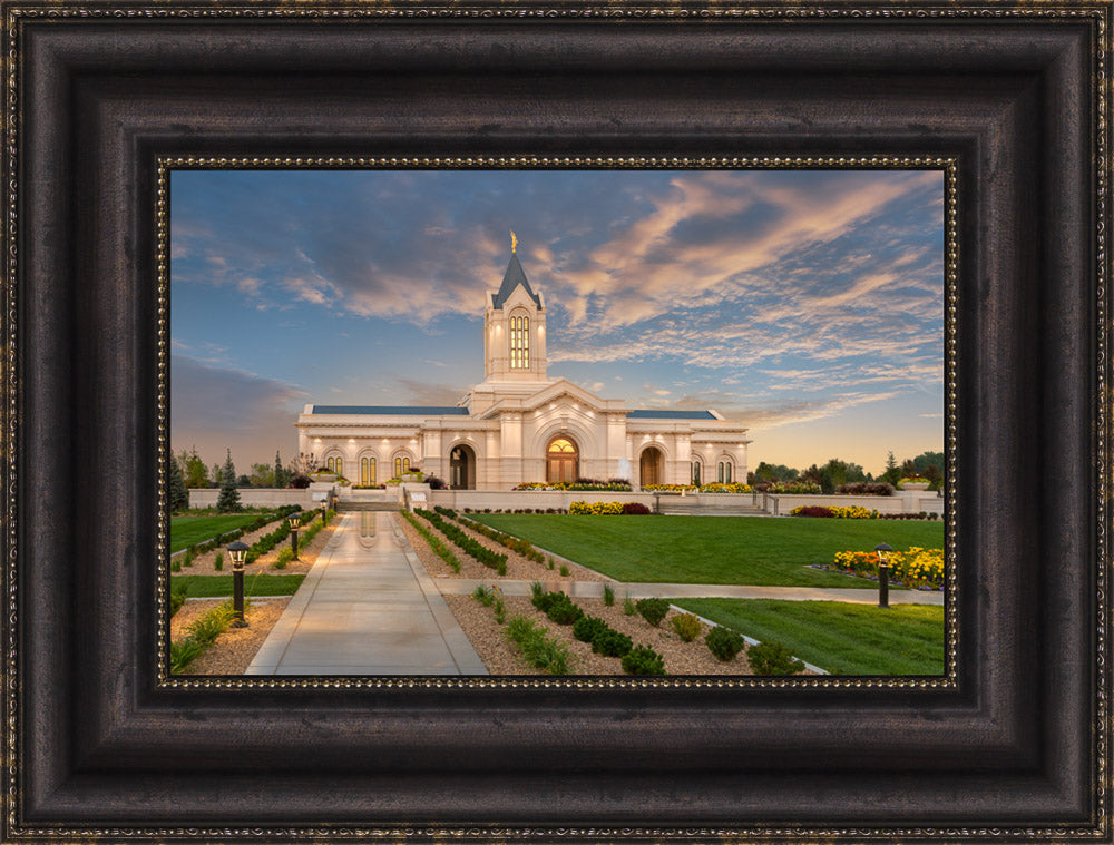 Fort Collins Temple - Sunset Lights by Robert A Boyd
