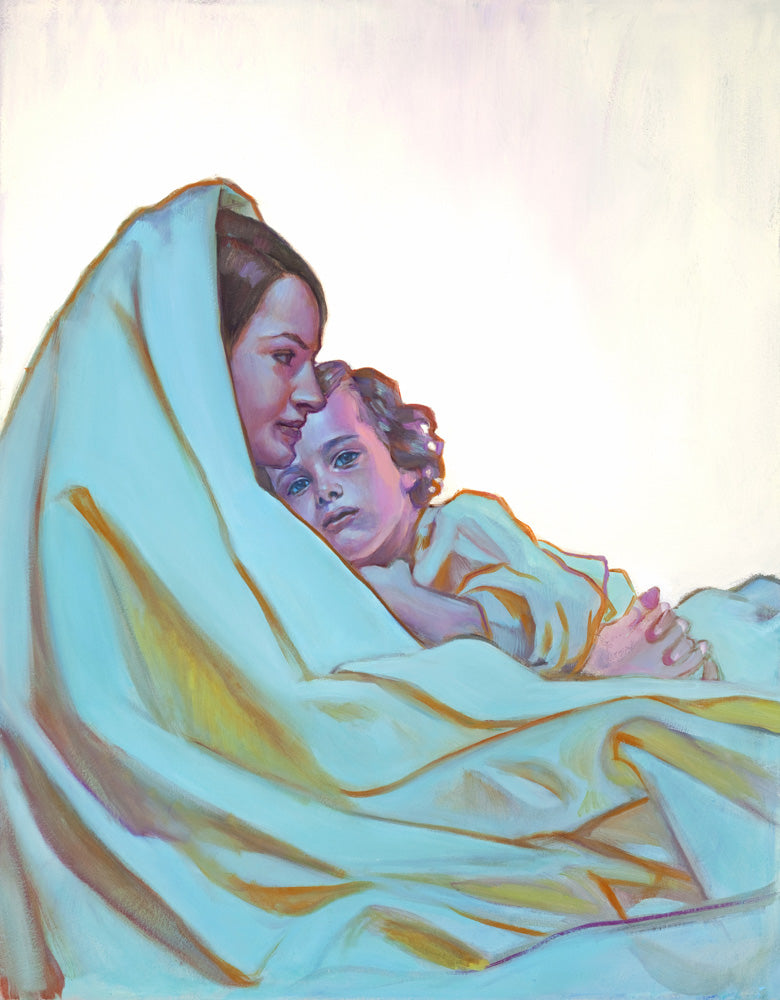 A boy Jesus being held by his mother Mary.