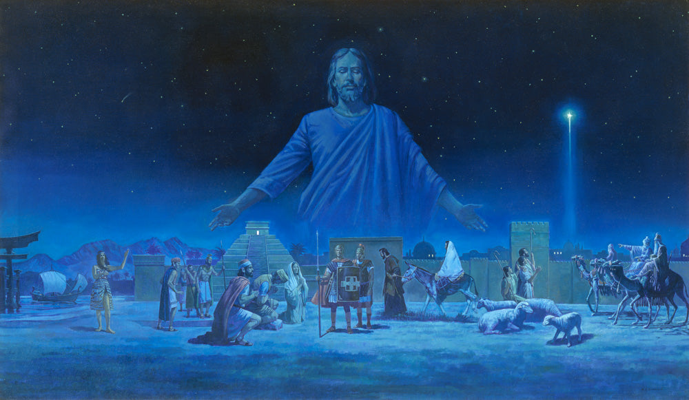 People around the world witnessing the star of Bethlehem, the sign of Christ birth.