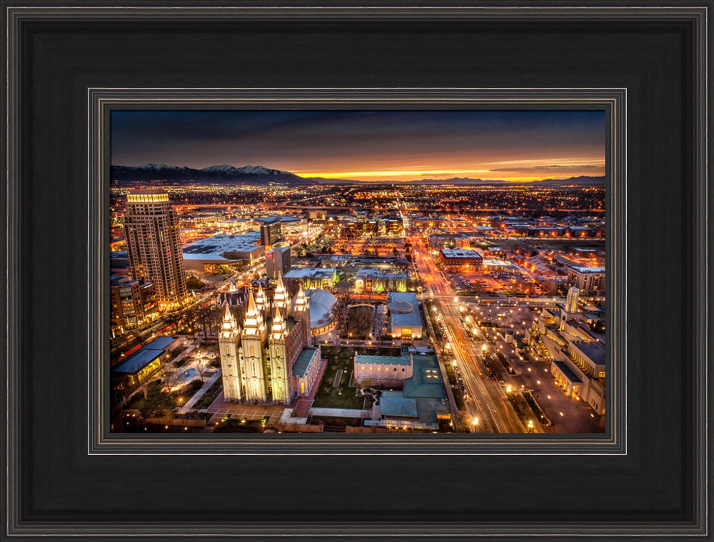 Salt Lake Temple - Sunset Cityscape