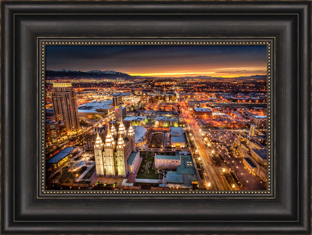 Salt Lake Temple - Sunset Cityscape