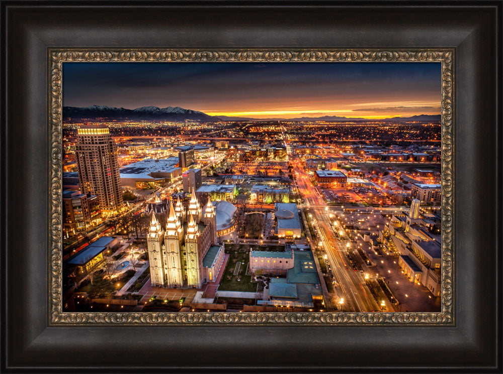 Salt Lake Temple - Sunset Cityscape