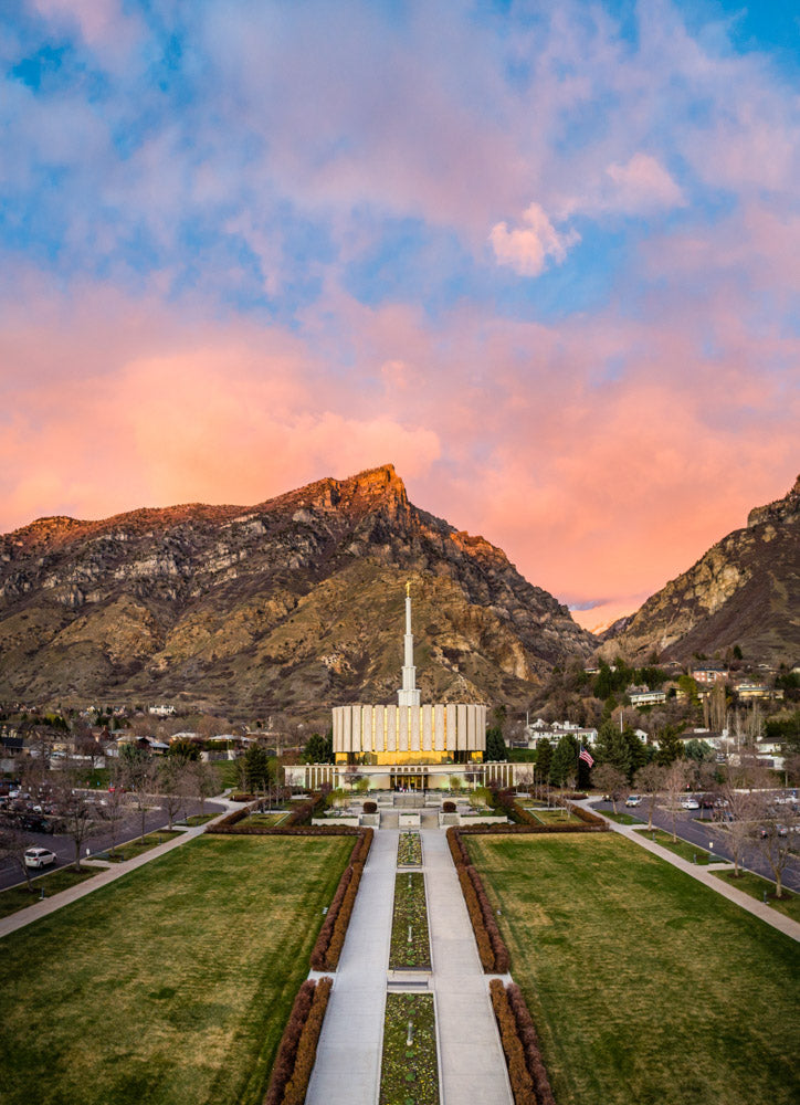 Provo Temple - Sunset Over the Mountain