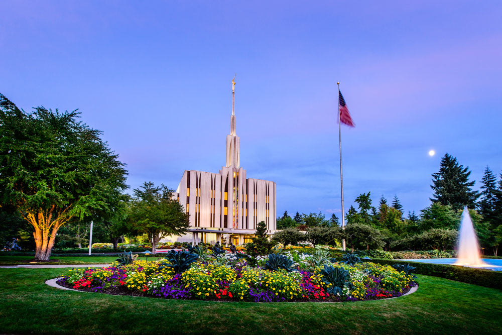 Seattle Temple - Evening Fountain