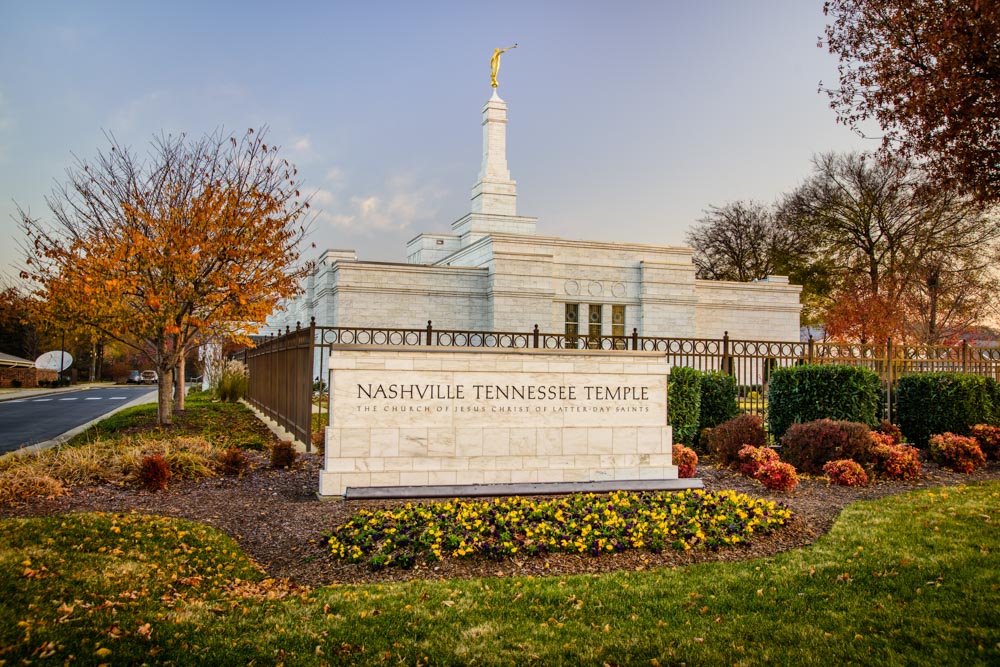 Nashville Temple - Sign in Fall