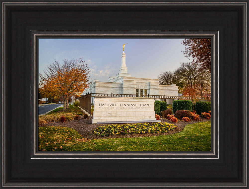Nashville Temple - Sign in Fall