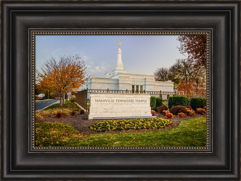 Nashville Temple - Sign in Fall