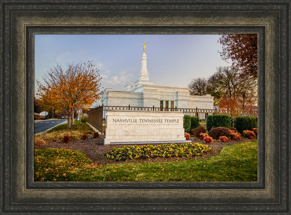 Nashville Temple - Sign in Fall
