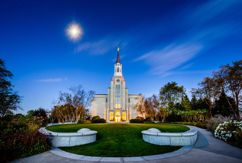 Boston Temple - Moonlight View