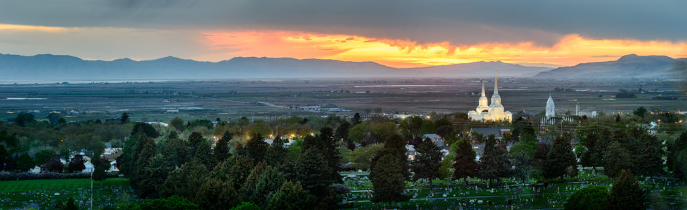 Brigham City Temple - Valley at Sunset