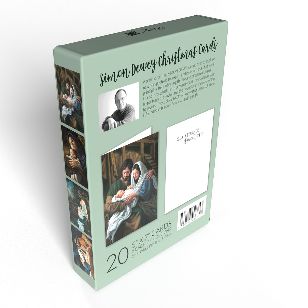 A collection of 20 cards displayed in a box, showcasing a depiction of Jesus with his mother, representing love and devotion.