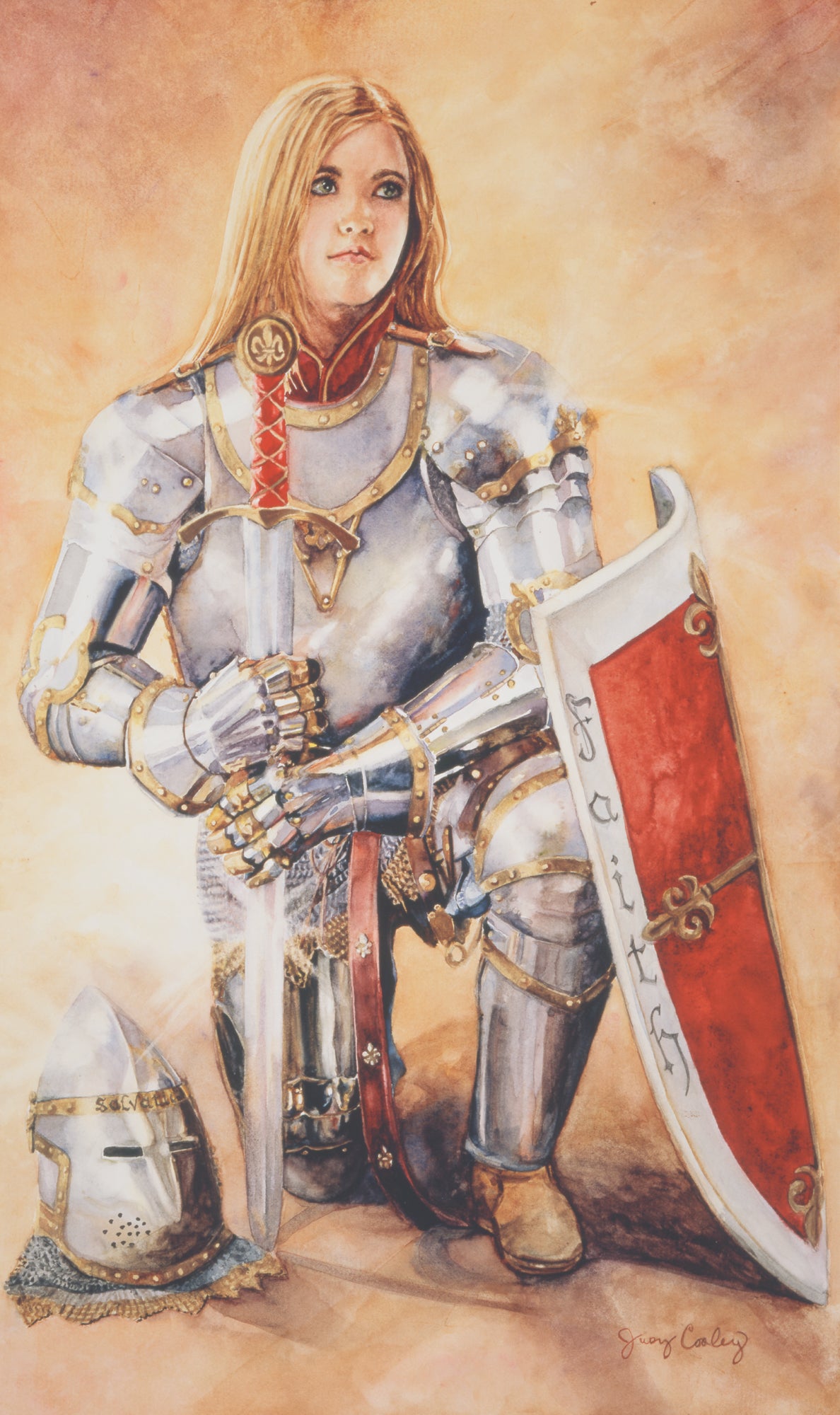 Young Girl wearing the armor of God.