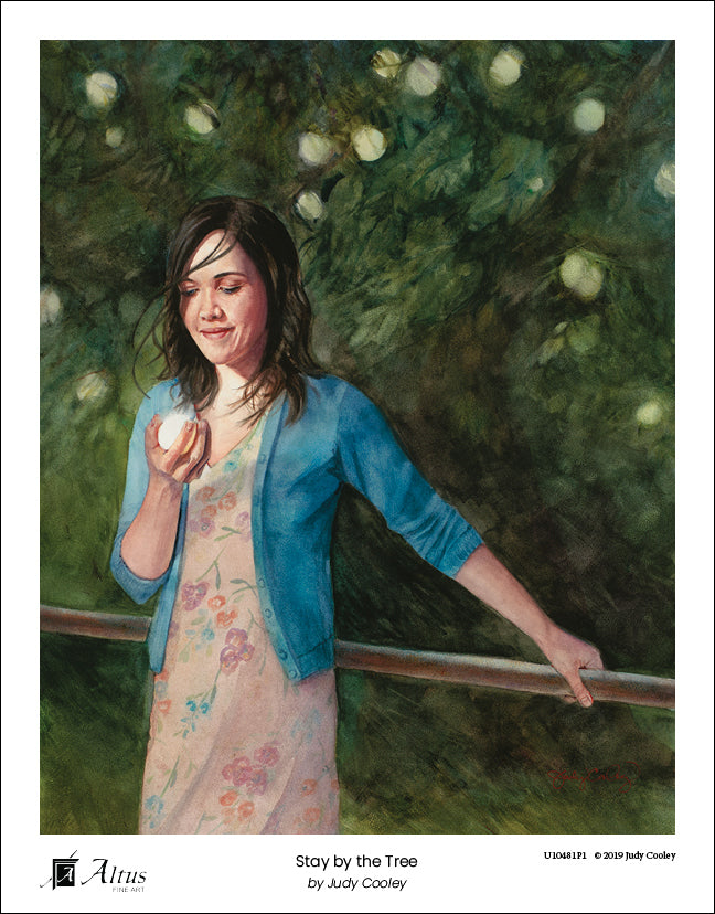 Young women holding the iron rod and the fruit of the tree. variation 4