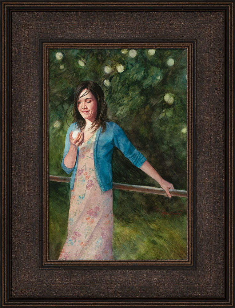 Young women holding the iron rod and the fruit of the tree. variation 7