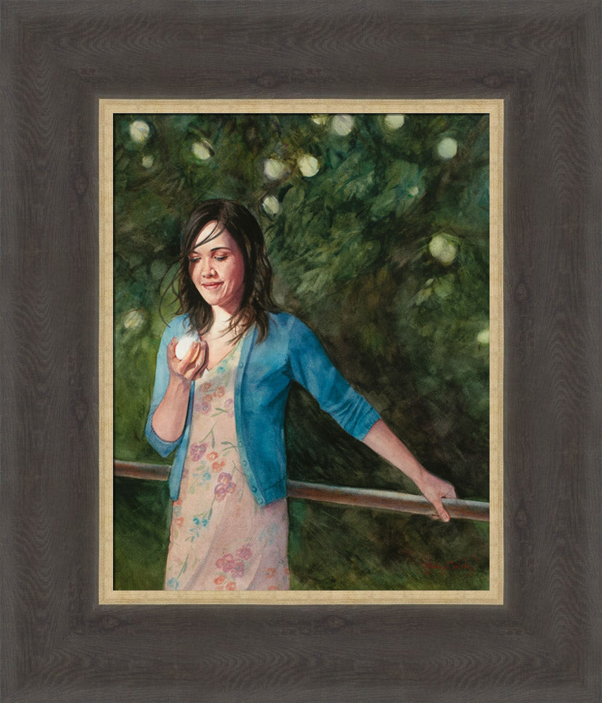 Young women holding the iron rod and the fruit of the tree. variation 5