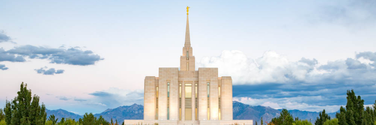 Photo of the Oquirrh Mountain Utah Temple by Lance Bertola. Text reads: "Shining Mountains: 20+ Oquirrh Mountain Utah Temple Pictures". 