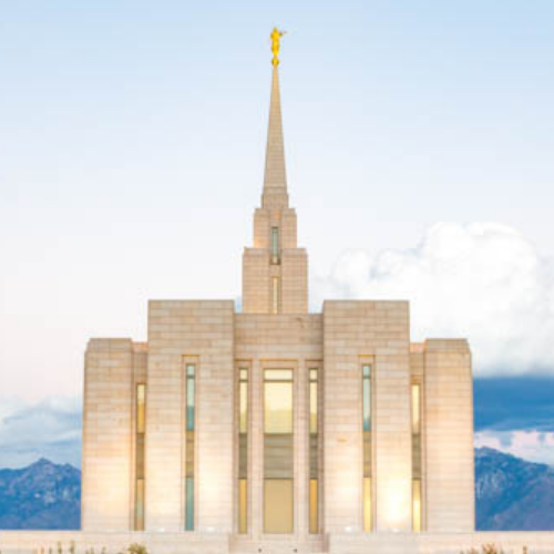 Photo of the Oquirrh Mountain Utah Temple by Lance Bertola. Text reads: "Shining Mountains: 20+ Oquirrh Mountain Utah Temple Pictures". 