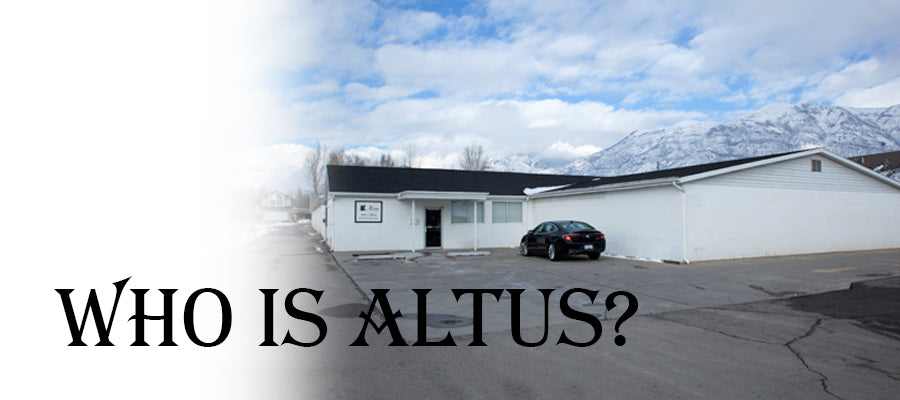 Photo of the Altus Fine Art headquaters. Text reads: "Who Is Altus?".