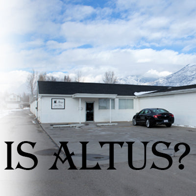 Photo of the Altus Fine Art headquaters. Text reads: "Who Is Altus?".