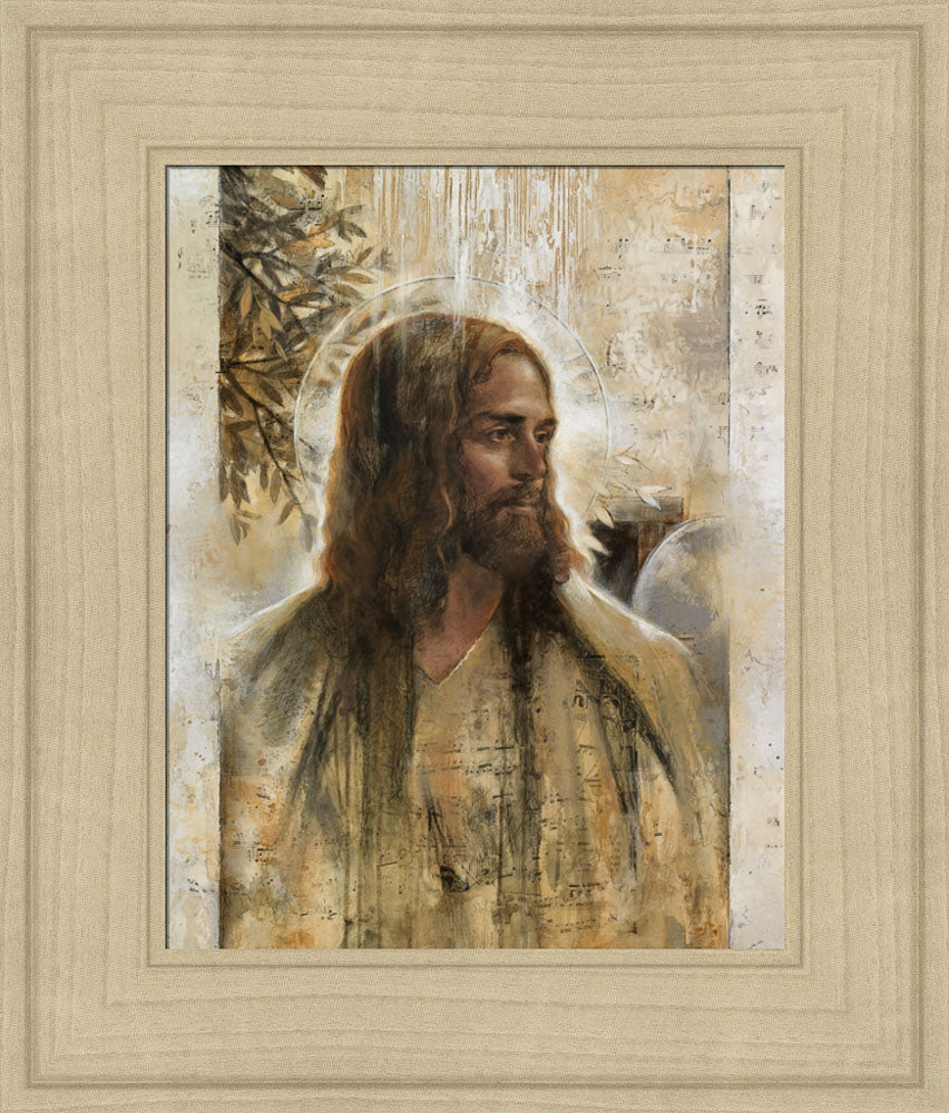 LDS art portrait of Jesus Christ featuring various textures.