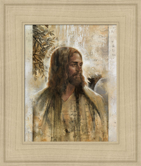 LDS art portrait of Jesus Christ featuring various textures.