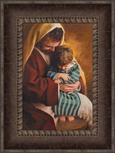 Joseph with Jesus on his lap teaching him about prayer