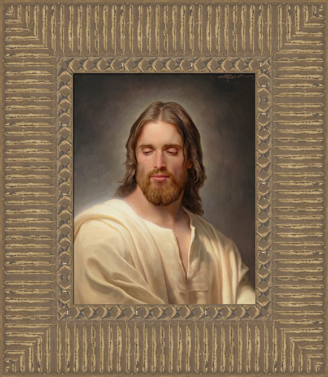 Portrait of Jesus in a white robe. 