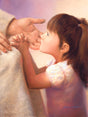 Brunette girl kneeling at the Savior's knee