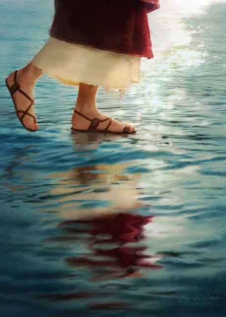 Feet of the Savior walking on water