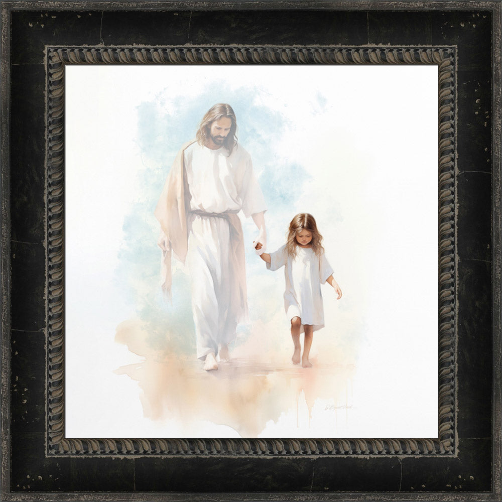 He Walks With Me - framed giclee canvas